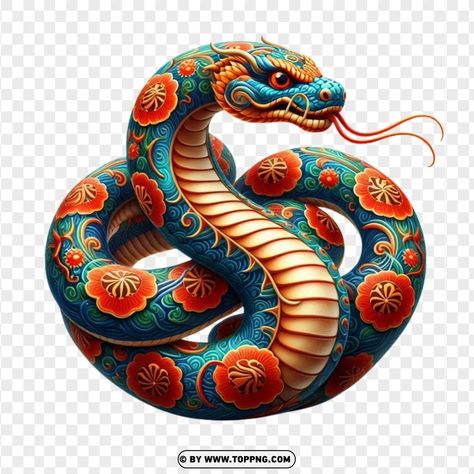 Year Of The Snake Design, 2025 Year Of The Snake, Year Of The Snake 2025, Chines New Year, 2025 Snake, Year Of Snake, King Cobra Snake, Colorful Snake, Dtf Designs