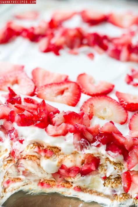 Cheesecake Icebox Cake, Diced Strawberries, Icebox Cakes, Noodle Bake, Strawberry Icebox Cake, Lemonade Pie, Cheesecake Pudding, Cake Strawberry, Bake Cake