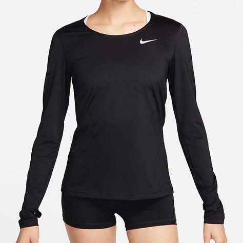 Nike Long-Sleeve Top Nike Tops Women, Nike Shirts Women's, Long Sleeve Running Shirt, Tops Nike, Long Sleeve Outfits, Nike Long Sleeve, Nike Shirt, Dri Fit Shirt, Black Long Sleeve Top