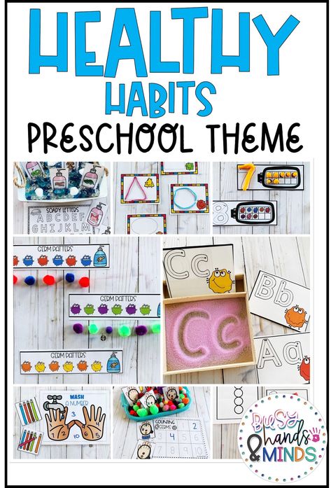 Healthy Habits Preschool Theme | Busy Hands and Minds Preschool Healthy Habits, Healthy Habits Preschool Theme, Healthy Habits Activities, Healthy Habits Preschool, Healthy Food Activities, Healthy Habits For Kids, Teaching Preschoolers, Me Preschool Theme, Body Preschool