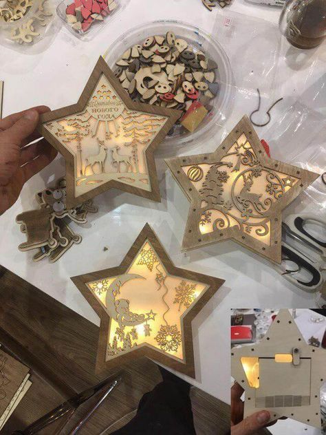 Laser Cut Lamps, Wood Laser Ideas, Christmas Night Light, Snowflake Lights, Photoshoot Backdrops, Laser Cut Wood Crafts, Star Night Light, Textiles Projects, Laser Engraved Ideas