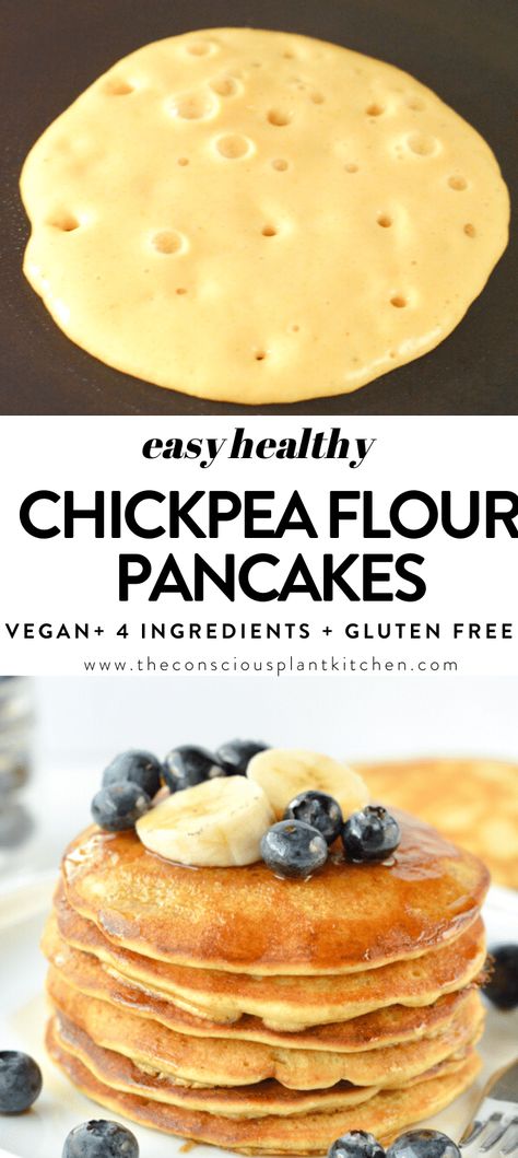 Vegan Gluten Free Pancakes, Chickpea Flour Pancakes, Chickpea Flour Recipes, No Flour Pancakes, Flour Pancakes, Vegan Chickpea, Gluten Free Pancakes, Desserts Vegan, Chickpea Recipes