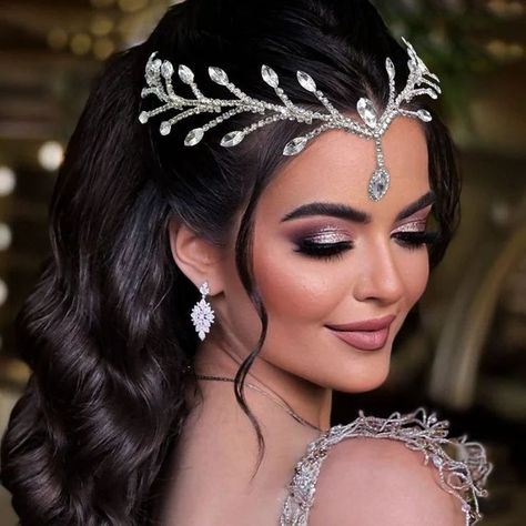 Headpiece design available upon demand in all colours. DM us or WhatsApp 03080886977 for order. Overnight Curls, Bridal Hairpiece, Silver Head Piece, Headband Bridal, Enchanted Wedding, Bridal Hair Piece, Heatless Curls, Princess Jasmine, Silk Hair