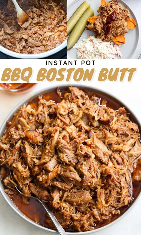 Make absolutely perfect, fall-apart tender BBQ Boston Butt in your Instant Pot! Pulled pork has never been more delicious (or faster!) when you cook it using this method. Boston Button Recipes Instant Pot, Pulled Pork Instant Pot Recipe, Instant Pot Bbq Pulled Pork, Instant Pot Pulled Pork, Pork Roast Recipes, Instant Pot Pork, Bbq Pulled Pork, Instant Pot Dinner Recipes, Bbq Pork