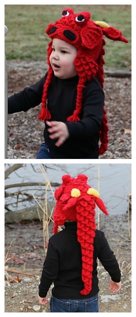 Crochet Crocodile Stitch Dragon Hat pattern Crochet Dragon Hat, Crocodile Stitch Crochet, Crocheted Dragon, Crochet Crocodile, Dragon Hat, Crochet Creatures, Festival Crochet, Crochet Wear, Crochet Character Hats