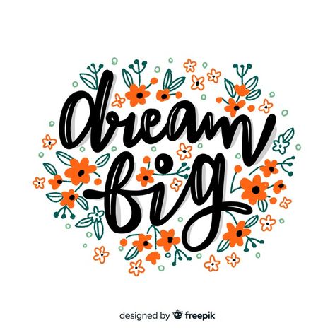 Positive lettering with orange flowers | Free Vector #Freepik #freevector Printable Wall Art Quotes, Background Floral, Message Quotes, Cute Shirt Designs, Typography Wall Art, Lettering Tutorial, Lettering Quotes, Typography Tshirt, Flower Doodles