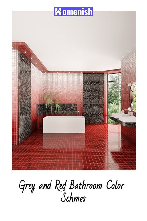 Here we have compiled 12 beautiful examples of grey and red bathroom ideas to convince you about this color combination, including different shades of reds and greys that go perfectly together. Red Bathroom Ideas, Red Bathrooms, Red Color Combinations, Red Bathroom, Japanese Zen Garden, Different Shades Of Red, Bathroom Red, Japanese Zen, Bathroom Color