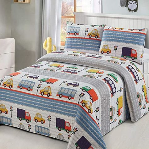 Boy Room Bedding, Waverly Bedding, White Taxi, Bunk Bed Sets, Quilt Bedspread, Twin Quilt Size, Toddler Boys Room, Traffic Lights, Queen Size Quilt