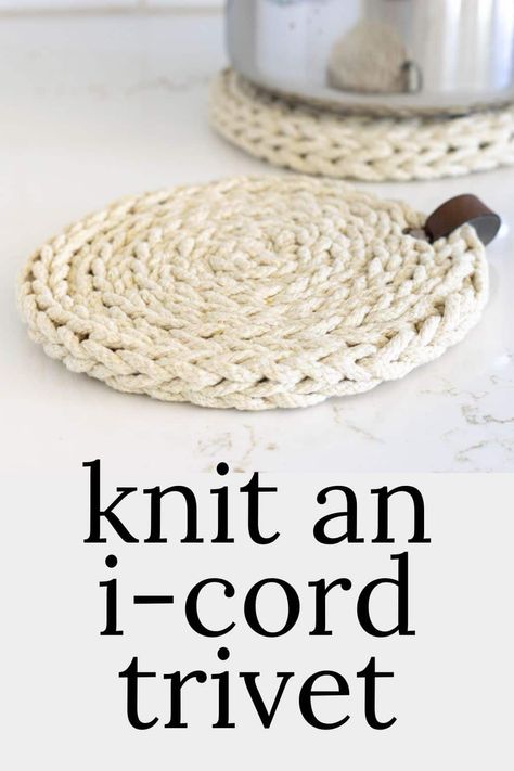 How to Knit an I-Cord Trivet Knit Trivet, Knit Linen Stitch, Trivets Diy, Knit Coaster, Knitted Washcloth Patterns, Double Pointed Knitting Needles, Knitted Washcloths, Dishcloth Knitting Patterns, Washcloth Pattern