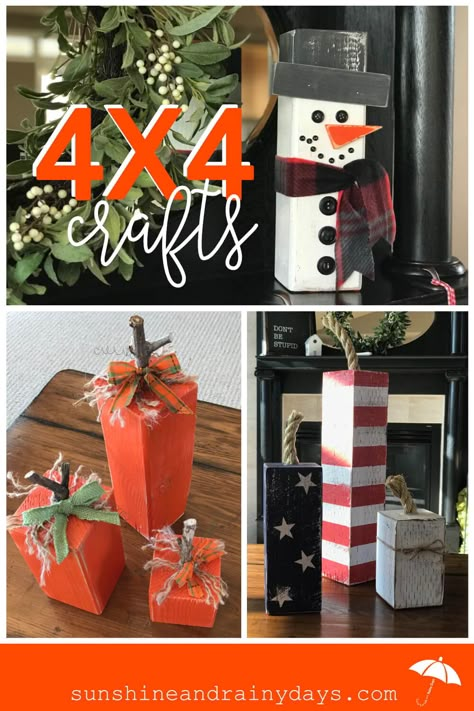 Who knew a 4 X 4 could hold so many possibilities? A quick search on Pinterest will give you hundreds of ideas on 4X4 Wood Crafts! From furniture to decor, 4 X 4's are super fun to work with! Here, we share the 4X4 Wood Crafts we have created and made ourselves! #4x4woodcrafts #4x4 #4x4woodprojects #4x4diy #4x4craft #SARD #sunshineandrainydays via @Sunshine and Rainy Days 4x4 Crafts, 4x4 Wood Crafts, Desk Woodworking, 2x4 Crafts, Modern Woodworking, Diy Beginner, Fall Wood Crafts, Table Woodworking, Furniture Woodworking