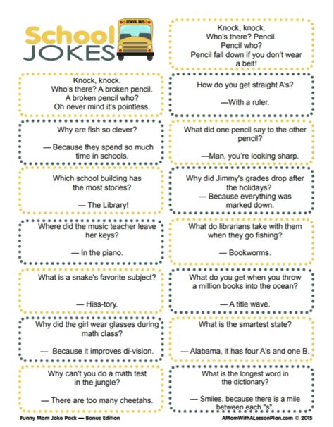 Funny School Jokes that Even Make Test Day Fun Elementary School Jokes, Jokes For School, School Appropriate Jokes, Back To School Jokes, School Jokes For Kids, Best Kid Jokes, Jokes School, 100 Jokes, Kid Jokes