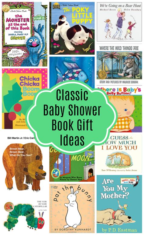 Classic Baby Shower Book Gift Ideas Book Themed Baby Shower Centerpieces, Baby Book Shower Ideas, Books For Baby Shower Gift, Infant Books, School Poems, Book Quilts, Classic Baby Books, Book Gift Ideas, Books For Baby Shower