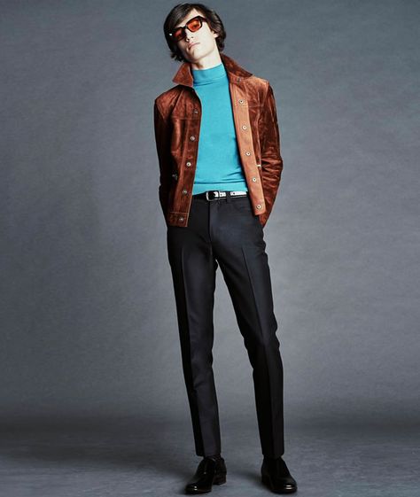 Men's Seventies Outfit - Suede Jackets 60s Mens Fashion, Tom Ford Menswear, 70s Fashion Men, Beatnik Style, Mens Fashion Casual Spring, Mens Fashion Wedding, 2016 Menswear, Mens Spring Fashion, Tom Ford Men