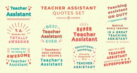 Teacher assistant set of quotes Teaching Assistant Quotes, Teacher Assistant Quotes, Education Assistant, Quotes Teacher, Teacher Aide, Educational Assistant, Vector Quotes, Teachers Aide, Teacher Assistant