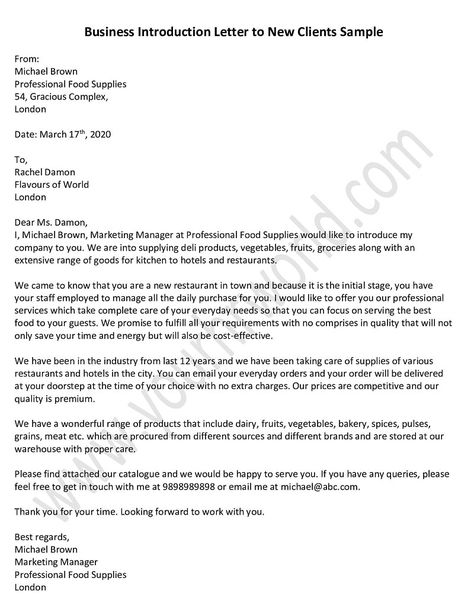 Business Introduction Letter to New Clients - HR Letter Formats Business Introduction Letter, Business Introduction, Teacher Introduction, Introduction Letter, Proposal Letter, Topic Sentences, Letter To Teacher, Cover Letter Example, Business Letter