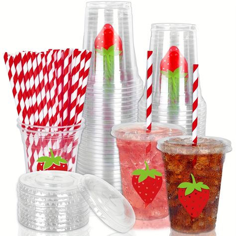 Faster shipping. Better service Summer Fruit Party, First Birthday Summer, Sweet One First Birthday, Plastic Cups With Lids, First Birthday Board, Cups With Lids And Straws, Strawberry Shortcake Birthday, Plastic Party Cups, Cups With Lids