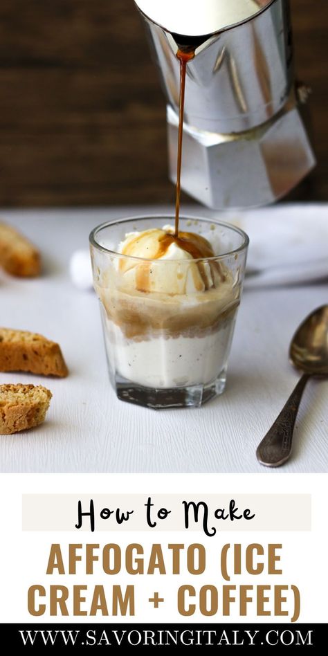 How to Make an Authentic Italian Affogato: An affogato is a simple and delicious Italian dessert that combines fresh espresso with creamy vanilla gelato. It takes only a few minutes to make this decadent treat that perfectly balances the warmth of the coffee with the sweetness of the ice cream. Italian Affogato, Spumoni Ice Cream, Vanilla Gelato, Italian Travel, Italian Favorites, Italian Dessert, Italian Recipes Authentic, Coffee Ice Cream, Food And Travel