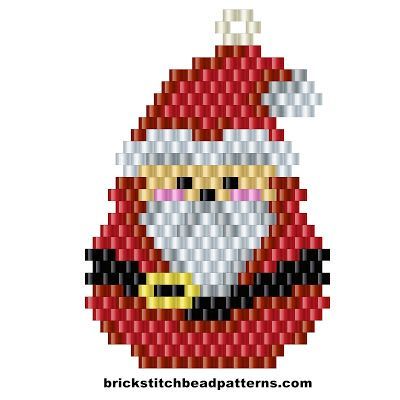 Free Christmas Santa Claus Bobble Brick Stitch Beaded Earring pattern, color chart, letter chart, and bead count by Brick Stitch Bead Patterns Journal. Christmas Beads Craft, Xmas Beads, Beaded Banners, Holiday Beading, Cross Stitch Christmas, Beaded Earring, Brick Stitch Earrings, Beading Patterns Free, Brick Stitch Pattern