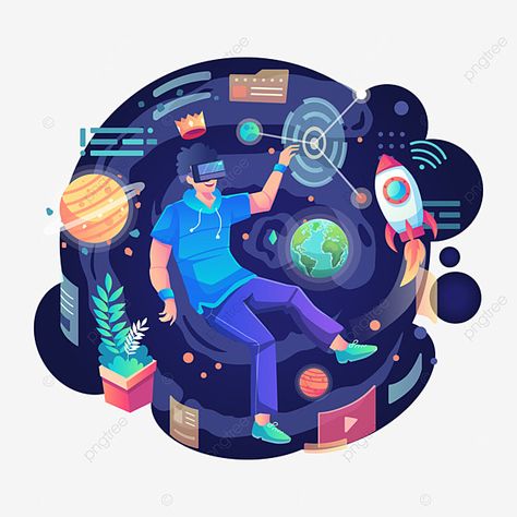 Science Technology And Society, Teknologi Futuristik, Future Technology Concept, Vector Game, Internet Art, Vector Art Design, Flat Vector Illustration, Technology Icon, Visual Media