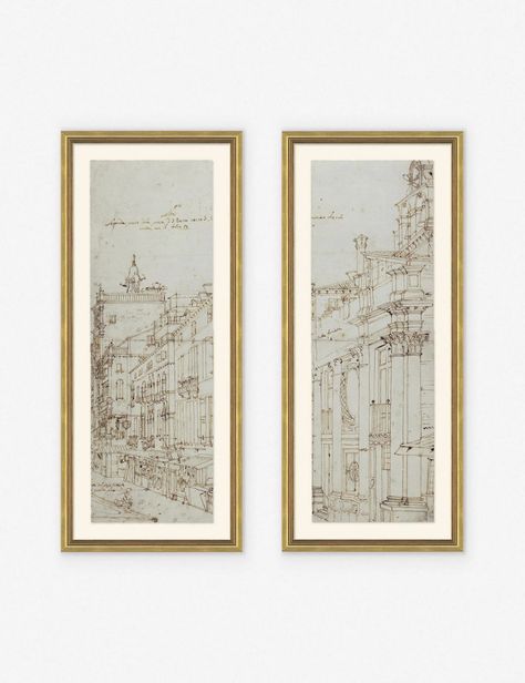 Canaletto Drawing Prints (Set of 2) Diptych Wall Art, Vintage Architecture, Drawing Prints, Wall Artwork, Decoration Design, Living Room Art, Wall Art Painting, Art Room, Large Wall Art