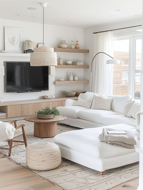 Modern Coastal Boho Living Room, Small Beach House Living Room Ideas, Coastal Minimalist Living Room, Small Coastal Living Room Ideas, Coastal House Living Room, Minimalist Coastal Living Room, Beach House Fireplace Ideas, Modern Coastal Farmhouse Living Room, Boho Coastal Living Rooms