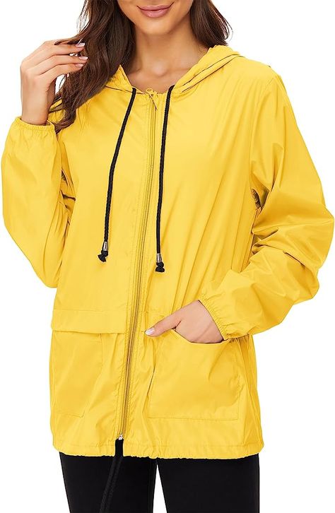 Fabric: Zando rain coat is made of good quality polyester, having good performance in waterproofness and windproofness. Made in USA or Imported Zipper closure Hand Wash Only Rain Jackets For Women, Women Raincoat, Clear Raincoat, Rains Long Jacket, Rain Coats, Windbreaker Jacket Women, Mens Rain Jacket, Women's Windbreaker, Yellow Raincoat