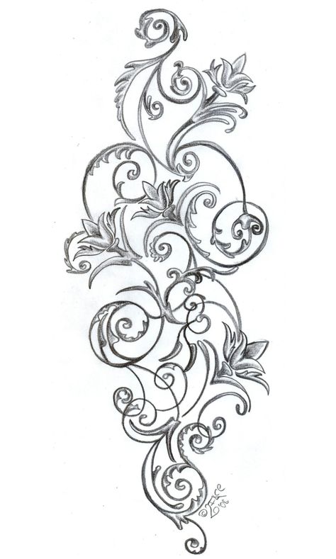 Scroll Tattoo idea Filigree Tattoos For Women, Scroll Design Tattoo, Swirly Tattoos For Women, Scroll Work Tattoo, Scroll Tattoos For Women, Filigree Tattoo Women, Scroll Work Patterns, Baroque Tattoo Design, Baroque Tattoos