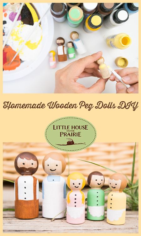 Peg Dolls Diy, Doll House For Boys, Pioneer Crafts, Wooden Peg Dolls, Wood Peg Dolls, Updo Tutorial, Dolls Diy, Little House On The Prairie, Peg People