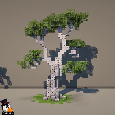 Minecraft Custom Trees Ideas, Minecraft Build Decoration, Minecraft Water Well Ideas, Minecraft Fantasy Tree Design, Minecraft Stair Railing, Minecraft Fairy Garden Ideas, Minecraft Custom Birch Tree, Natural Minecraft Builds, Minecraft Nature Decoration