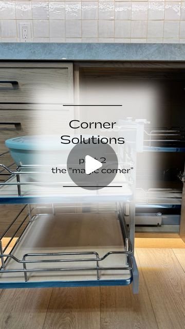 San Diego Custom Cabinets ✨ on Instagram: "The magic corner 🪄✨! We have solutions for every nook and cranny, this one being that darn blind corner cabinet.  This insert  provides storage and access to that deep corner that typically is deemed wasted.  It’s all about maximizing each and every space!   #blindcornercabinet #cornercabinet #cornercabinetsolutions #magiccorner #homedesignideas #homedesign #customcabinets #customcabinetshop #cabinettrends #customsolutions #kitchenhacks #kitchensolutions #appliancesolutions #customcabinetry #kitchenmusthaves  #custombuiltins #customcabinets #designerspaces #customcabinetry #customcabinets #sandiegobuilders #sandiegodesigners #millwork #cabinetshop #coastalkitchens #revashelf #kitchenorganization" Deep Corner Cabinet Solutions, Corner Cabinets Kitchen, Blind Corner Cabinet Solutions, Kitchen Corner Ideas, Kitchen Corner Cupboard, Corner Pantry Cabinet, Corner Cabinet Solutions, Corner Kitchen Pantry, Kitchen Corner Storage