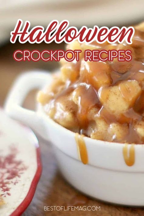 Crockpot Halloween Potluck Ideas, Halloween Food Ideas Crockpot, Halloween Party Crockpot Recipes, Halloween Crock Pot Ideas, Halloween Crockpot Dessert, Halloween Slow Cooker, Halloween Themed Soup, Halloween Dinner Crockpot, Halloween Dinner Ideas Crockpot