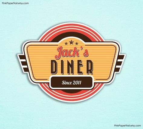 Retro Diner Party, 60s Diner, Diner Logo, Diner Sign, Diner Party, 50s Diner, Diner Decor, Vintage Diner, Retro Diner