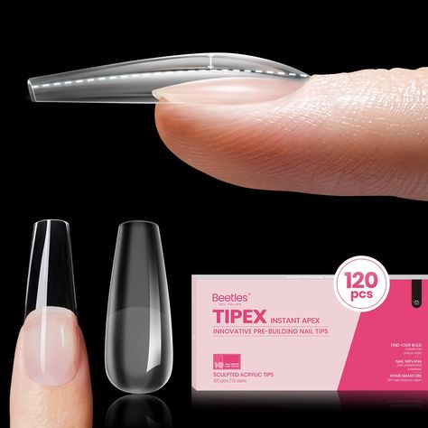 PRICES MAY VARY. 💗Beetles Tipex Nail Tips 2024 Upgraded: Tired of wasting time on nail prep? Tipex pre-sculpted, pre-etched & pre-shaped acrylic nail tips are here to rescue you! Beetles Tipex Nail tips come with a ready-made instant apex and c-curve, eliminating the tedious tasks of layering, filing, and shaping. Get ready to speed up your mani process with nail drill and save valuable time! Designed specifically for flat nails. 💗What is Tipex? : Tipex simplifies nail extending and shaping wi Build Up Gel, Flat Nails, Interview Nails, Fast Nail, Gel Nail Tips, Nail Prep, Nail Remover, Gel Extensions, Vacation Nails