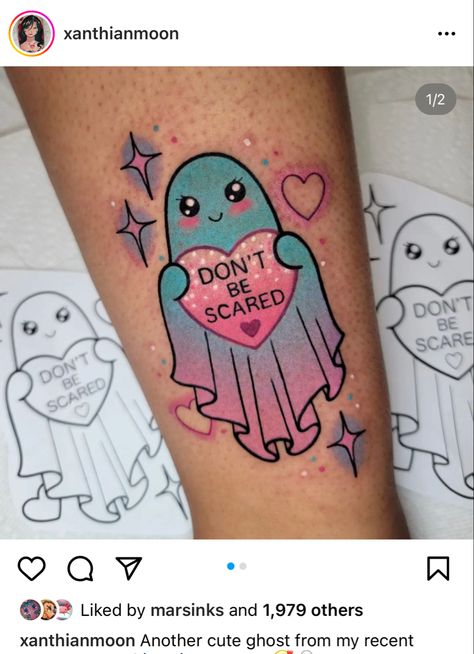 Cute Scary Tattoos, Funny Food Tattoos, Glitter Tattoo Ideas, Halloween Tattoo Flash, Cute Halloween Tattoos, Barbie Tattoo, Random Tattoos, Painted Vinyl Records, Tattoo 2024