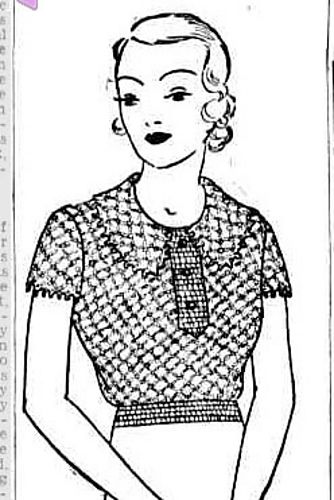 Crochet 1940s Free Pattern, Vintage Crochet Patterns 1940s, Filet Crochet Dress, Free Vintage Crochet Patterns, Vintage Crochet Patterns Free, Crochet Retro, Crochet Jumper Pattern, Lace Jumper, 1930's Style