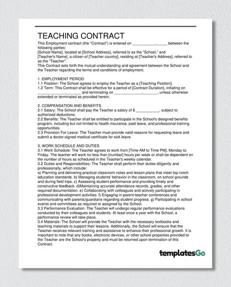 Discover a comprehensive and ready-to-use Teacher Contract Template on TemplatesGo.com. Simplify the contract creation process with this customizable template. Ensure clarity and protection for both teachers and schools. Get started today! #TeacherContractTemplate #ReadyToUse #TemplatesGo Daycare Contract Forms, Daycare Contract Template, Daycare Contract, Classroom Management Preschool, Letter To Teacher, Daycare Teacher, Mommy Quotes, Class Teacher, Teacher Assistant