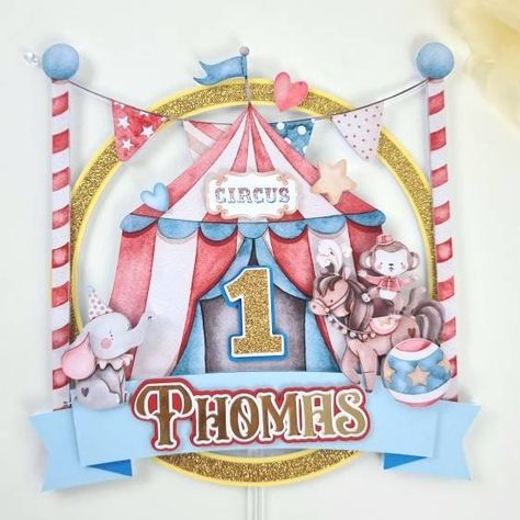 Topper Nu Carnival, Circus Cutouts, Circus Cake Topper, Paper Circus Tent Template, Animal Circus Cake, Circus Centerpieces, Carnival Themed Cakes, Circus Gifts, Carnival Cakes