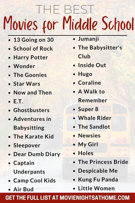 From silly comedies to tween dramas, this middle school movies list to stream is packed with ideas for your next family movie night. #middleschool #tweens #parenting Movies For 11-12, Middle School Sleepover Ideas, Things To Do In The Middle Of The Night, Email Aesthetic, Middle School Movie, Comedy Movies To Watch, Family Movie List, Middle School Drama, School Movies