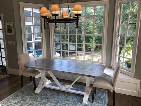 Banquette Bench for a Bay Window kitchen seating shaped - I like this but instead of chairs, a bench on the opposite side of the window Window Kitchen Seating, Window Bench Seat Kitchen, Bay Window Kitchen, Bay Window Seating, Small Bay Window, Arizona Kitchen, Bay Window Benches, Compact Kitchens, Sunroom Windows