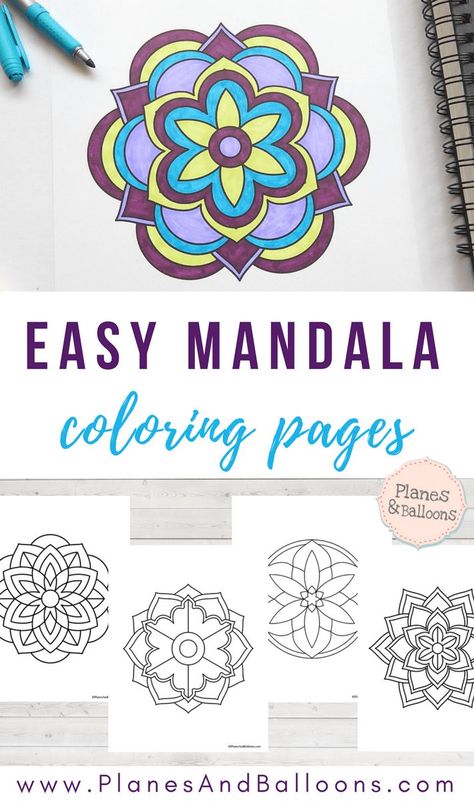 Mandala Printable Free, Easy Mandala Coloring Pages, Coloring Pages For Grown Ups, Easy Mandala, Easy Mandala Drawing, Easy Coloring, Simple Mandala, Free Adult Coloring Pages, Mandala Art Lesson