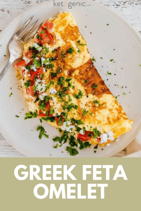 Mediterranean Diet Omelette, Mediterranean Diet Omlet, Greek Omlette Healthy, Mediterranean Breakfast Diet Recipes, Feta Omlet Recipes, Feta Cheese Omelette, Greek Omelette Recipe, Feta Cheese Egg Recipes, Eggs And Feta Cheese