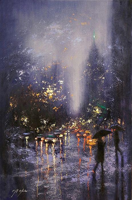 Central Park West, Blue Rain, Painting Oil, Central Park, Saatchi Art, Oil On Canvas, Oil Painting, Canvas, Blue