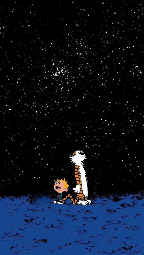 Calvin and Hobbes Stargazing Phone Wallpaper • Lock Screen Calvin And Hobbes Tattoo, Calvin And Hobbes Wallpaper, Calvin Y Hobbes, Morpheus Sandman, Calvin And Hobbes Comics, Iphone 5 Wallpaper, Ligne Claire, Whatsapp Wallpaper, Lit Wallpaper