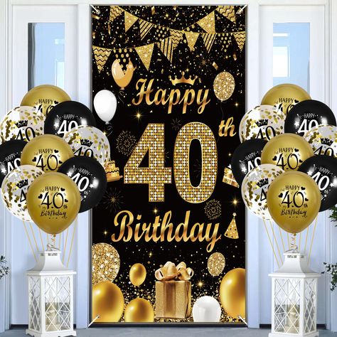 PRICES MAY VARY. Theme: Star Item shape: Round SpecificationsMaterial:Happy 40th Birthday Door Banner: PolyesterHappy 40th Birthday Balloons: Latex Package content:1 × happy 40th birthday door banner6 × black happy 40th birthday balloons6 × gold happy 40th birthday balloons6 × transparent happy 40th birthday balloons with gold confetti Use place: 40th birthday party, 40th anniversary, indoor, outdoor Notice:1. Due to manual measurement, please allow a difference of 1-3cm, thank you for your unde Birthday Party Decorations For Men, 90th Birthday Banner, 70th Birthday Banner, 90th Birthday Party Decorations, 60th Birthday Balloons, 70th Birthday Parties Decorations, Anniversary Party Decor, 30th Birthday Balloons, 40th Birthday Balloons