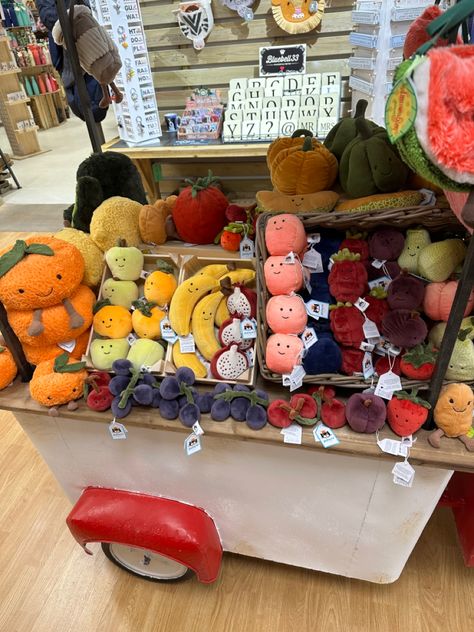 Toys Aesthetic, Fruit Nursery, Jellycat Fruit, Jelly Cat Collection, Food Jellycat, Jellycat Fruit Basket, Jelly Cat Fish And Chips, Jelly Cat Food Plush, Jellycat Toys