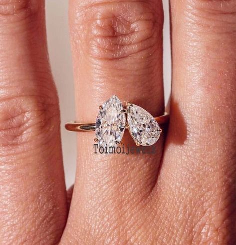 2023 Rings, Two Stone Engagement Ring, Pear Cut Engagement Rings, Gold Statement Ring, Stone Engagement Ring, Stone Engagement Rings, Stone Engagement, Moissanite Ring, Moissanite Rings