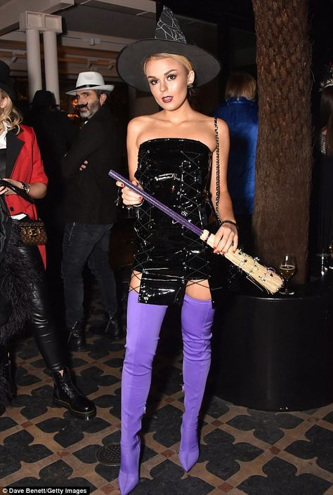 Purple Thigh High Boots, Halloween Party Host, Tallia Storm, Hotel In London, Spooky Costumes, Halloween Bash, Shiny Clothes, Fantasy Costumes, Thigh High Boots