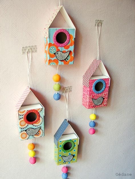 Spring Crafts, Matchbox Crafts, Birdhouse Craft, Matchbox Art, Childrens Crafts, Diy Home Crafts, Box Art, Craft Activities, Paper Crafts Diy