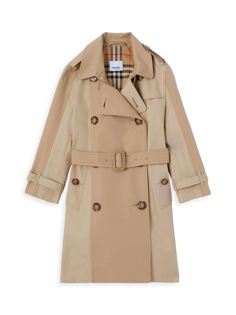 Shop Burberry Anais Double-Breasted Trench Coat | Saks Fifth Avenue Belt With Buckle, Burberry Coat, Burberry Trench Coat, Girls Outerwear, Double Breasted Trench Coat, Burberry Women, Girl Coat, Adjustable Belt, Heritage Brands