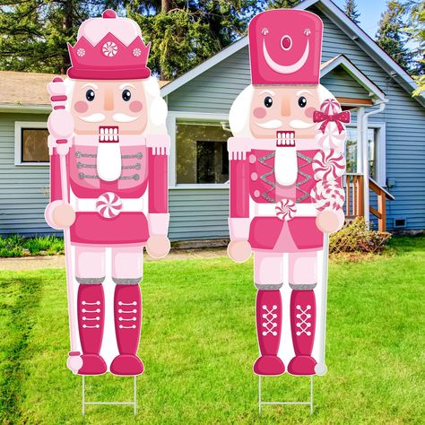 PRICES MAY VARY. Nutcracker Shape: the Christmas nutcracker outdoor decor combine classic nutcracker shape with Xmas candy elements, which represents fortunate and guardianship, and symbolizes the pursuit and yearning for a better year; We hope that outdoor nutcracker can bring good luck and happiness to you with these cute decorations Waterproof Materials: Christmas nutcracker yard sign is made of plastic corrugated cardboard with vibrant colors; Outdoor nutcracker Christmas decoration is water Outdoor Nutcracker, Winter Yard, Outdoor Christmas Decorations Yard, Front Yard Decor, Nutcracker Decor, Nutcracker Christmas Decorations, Christmas Soldiers, Signs Decor, Christmas Yard Art